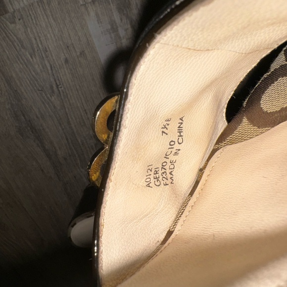 COACH Geri Black Brown Logo Print Canvas Wedge Heel Platform Sandals - US 7.5 - Picture 7 of 8